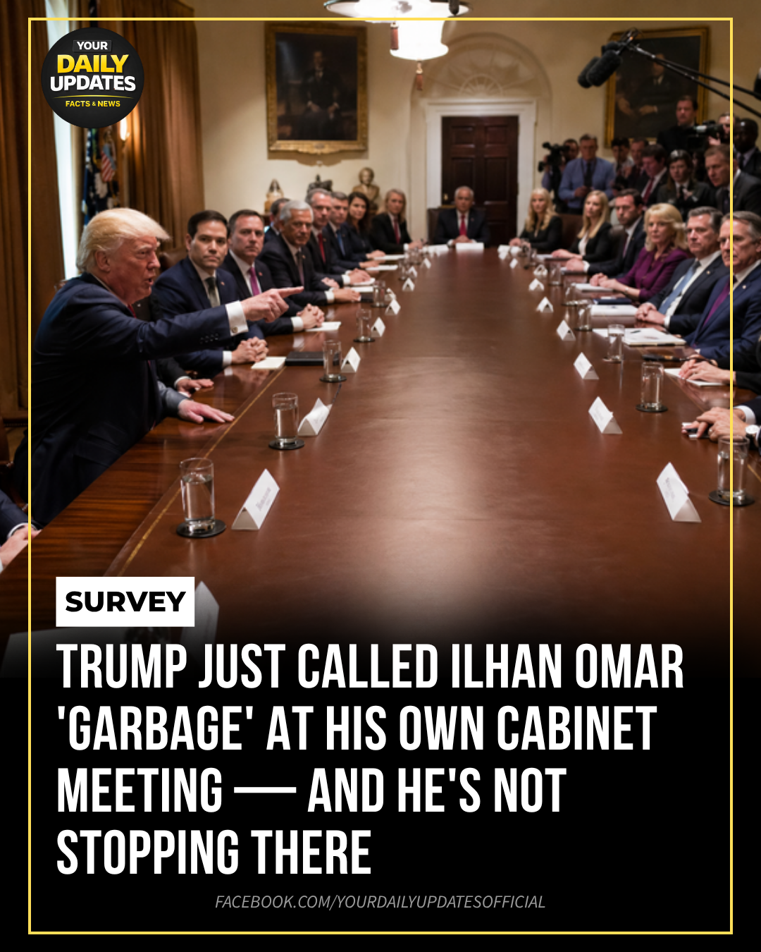 Trump Calls Ilhan Omar ‘Garbage’ at Cabinet Meeting, Labels Somali Immigrants as People Who ‘Contribute Nothing’