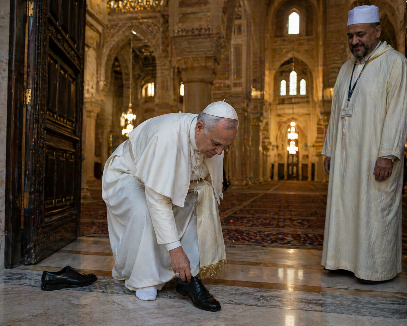 For the First Time in History, a Pope Walked Into a Mosque Without Shoes — and It Was America’s First Pope