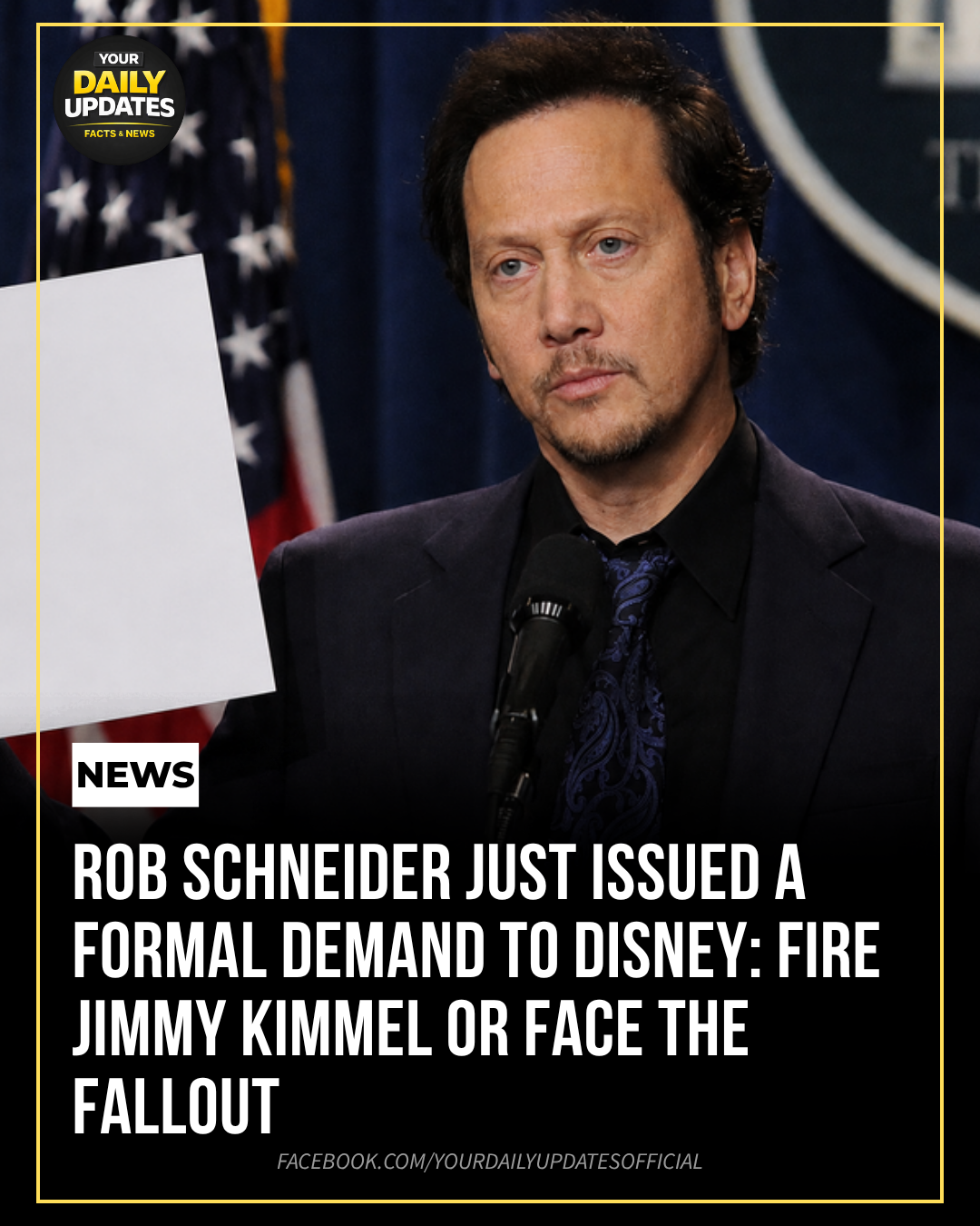 Rob Schneider Just Issued a Formal Demand to Disney: Fire Jimmy Kimmel or Face the Fallout