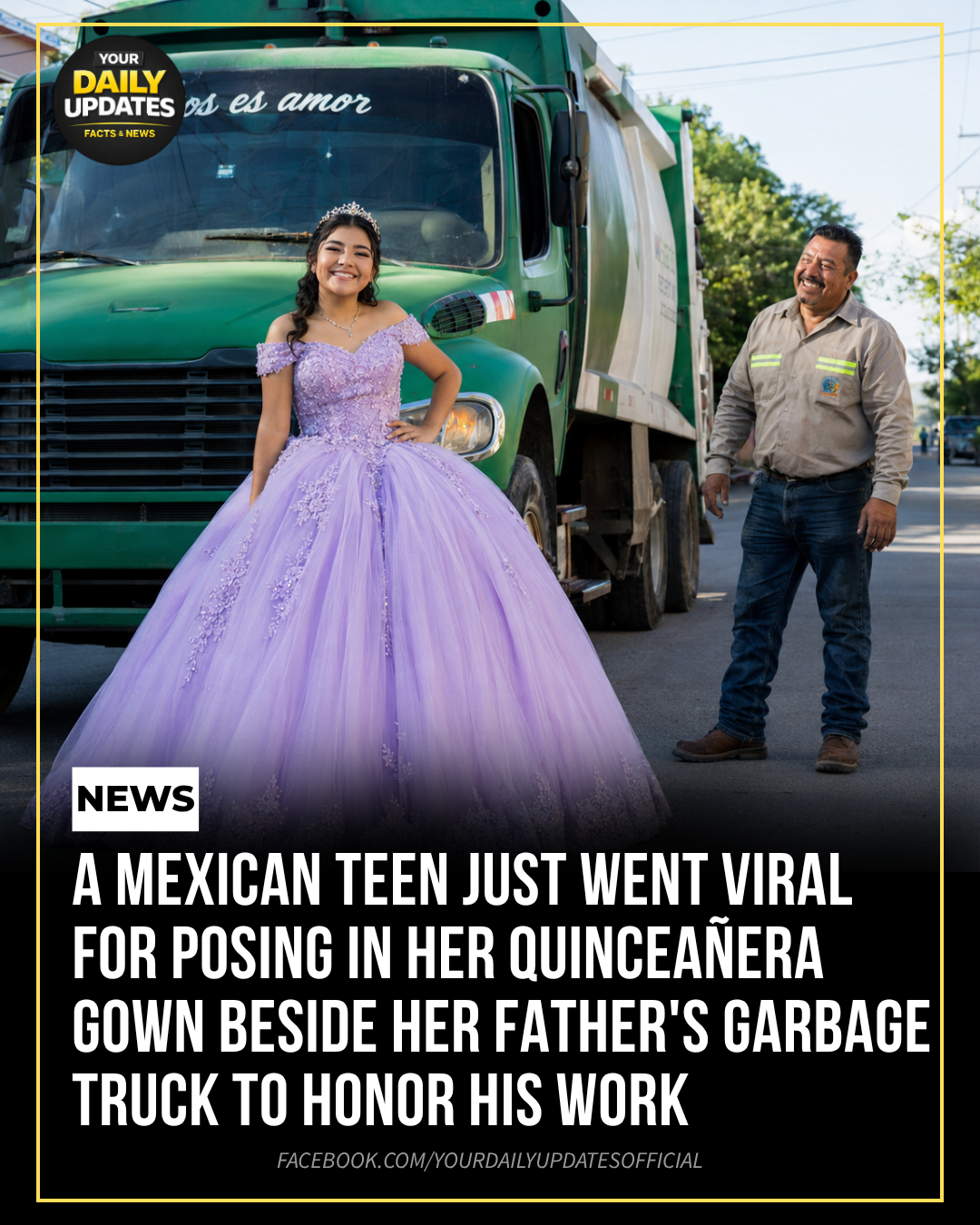 A Mexican Teen Just Went Viral for Posing in Her Quinceañera Gown Beside Her Father’s Garbage Truck to Honor His Work