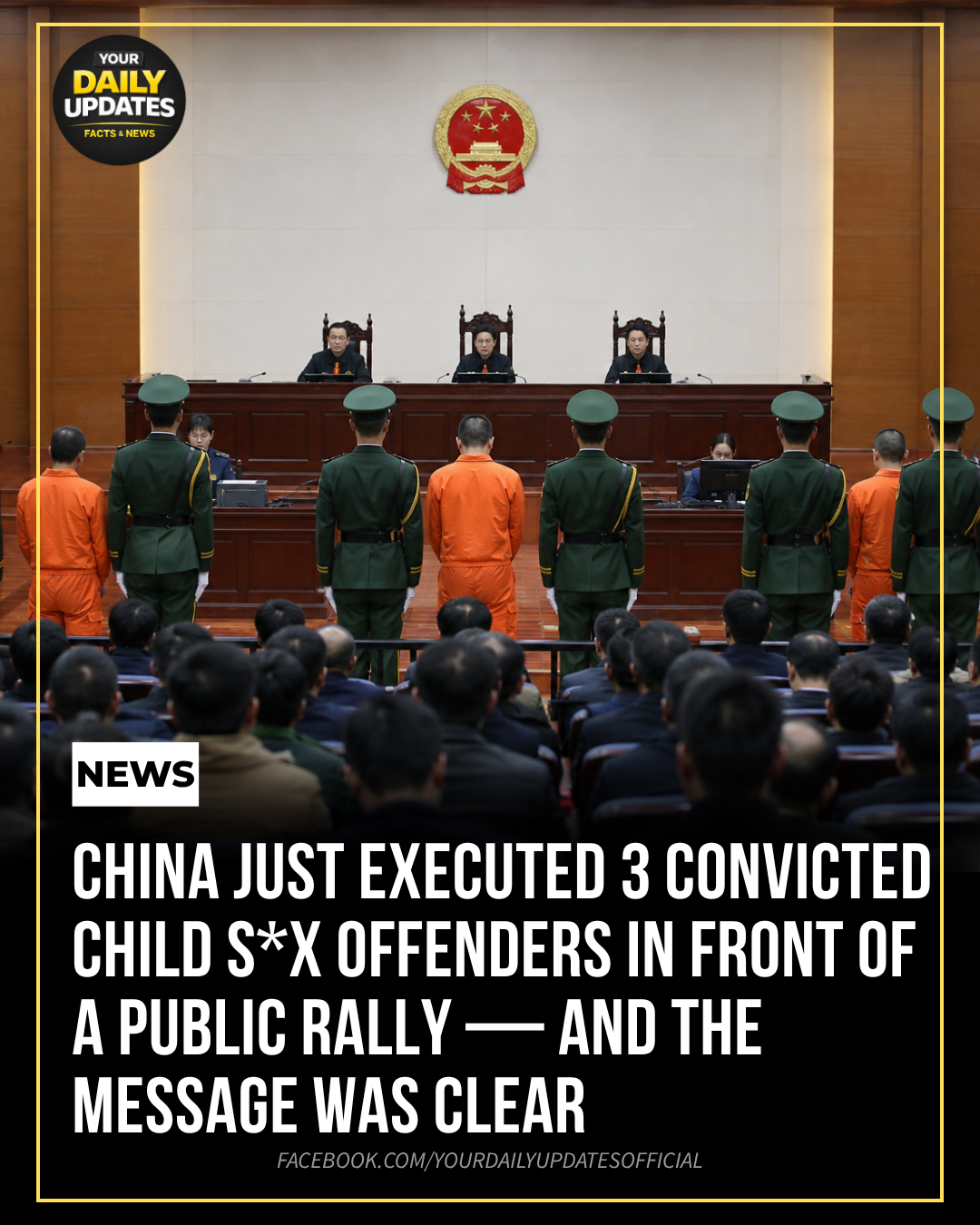 China Executed 3 Convicted Child Sex Offenders at a Public Rally — and the Message Was Clear
