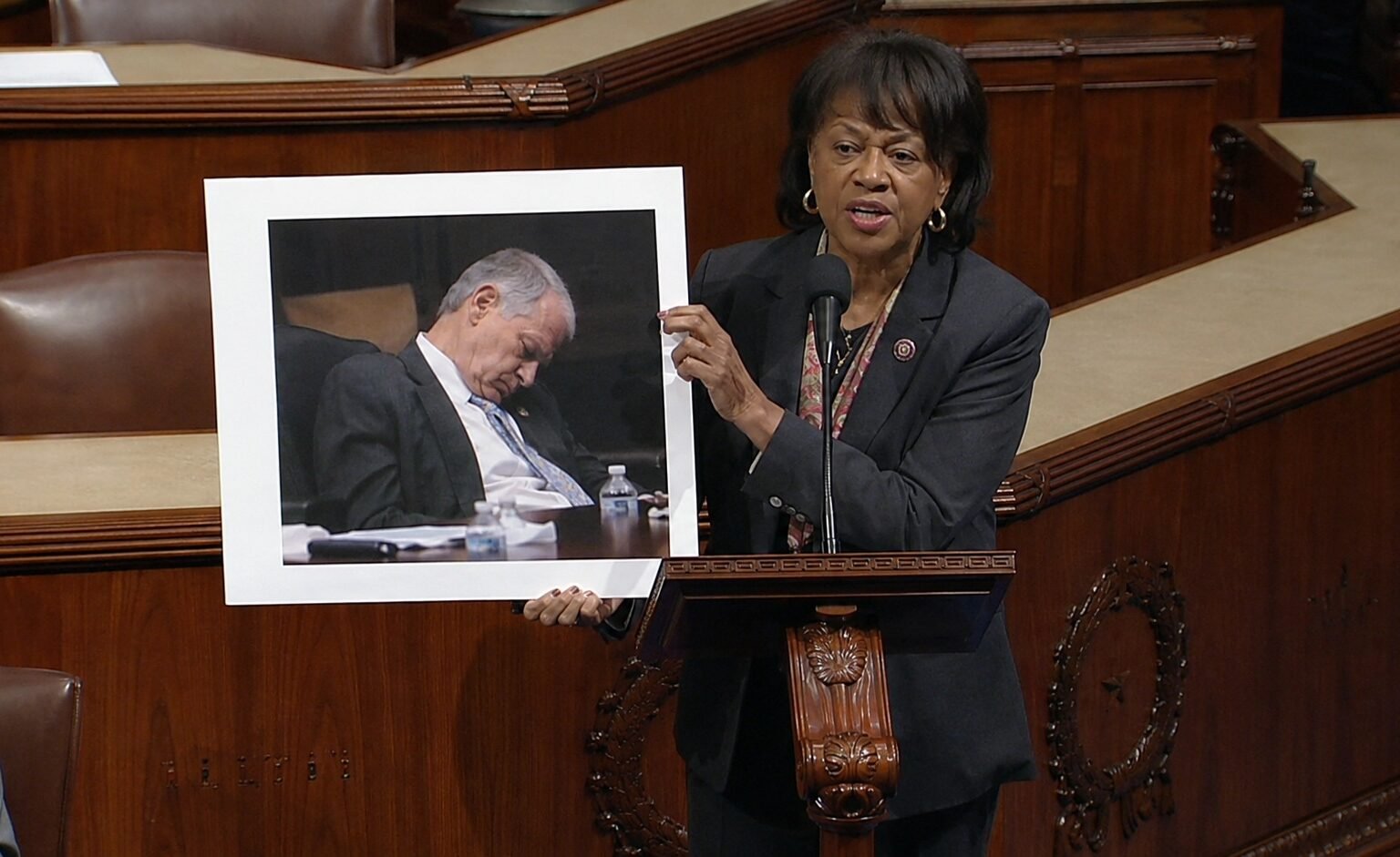 Democrat Holds Up Photo Of A Sleeping Trump On The House Floor, Calls It A 'Grave National Security Threat'