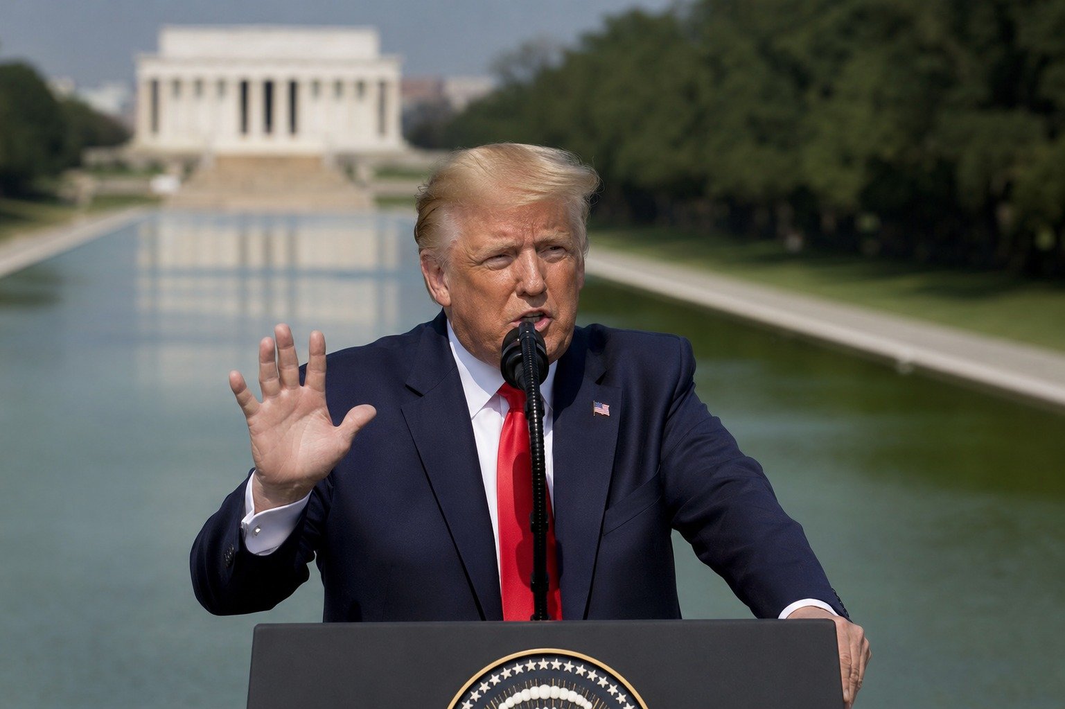 trumpreflectingpoolvandalismclaim image1